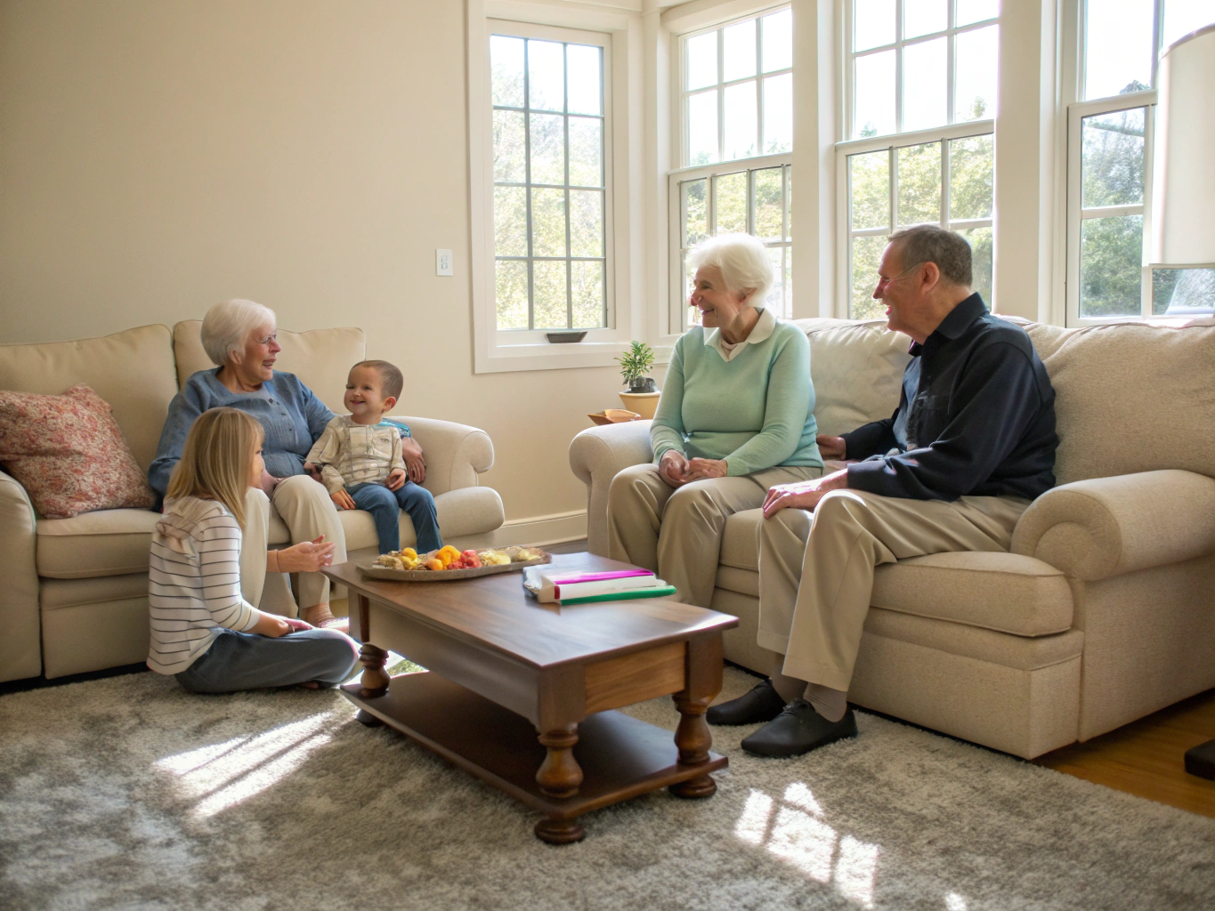 Familia recibiendo apoyo en un entorno comunitario cálido